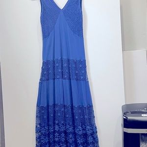 Ladies sleeveless, double V-neck maxi dress in rich sapphire blue, Size XL